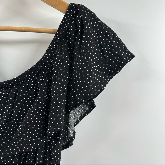 Forever 21 Black White Spotted Off The Shoulder Top - Picture 2 of 5